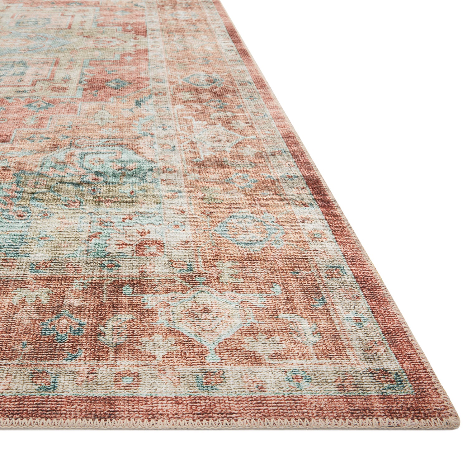 Loloi Heidi Terracotta/Aqua Power Loomed Rug