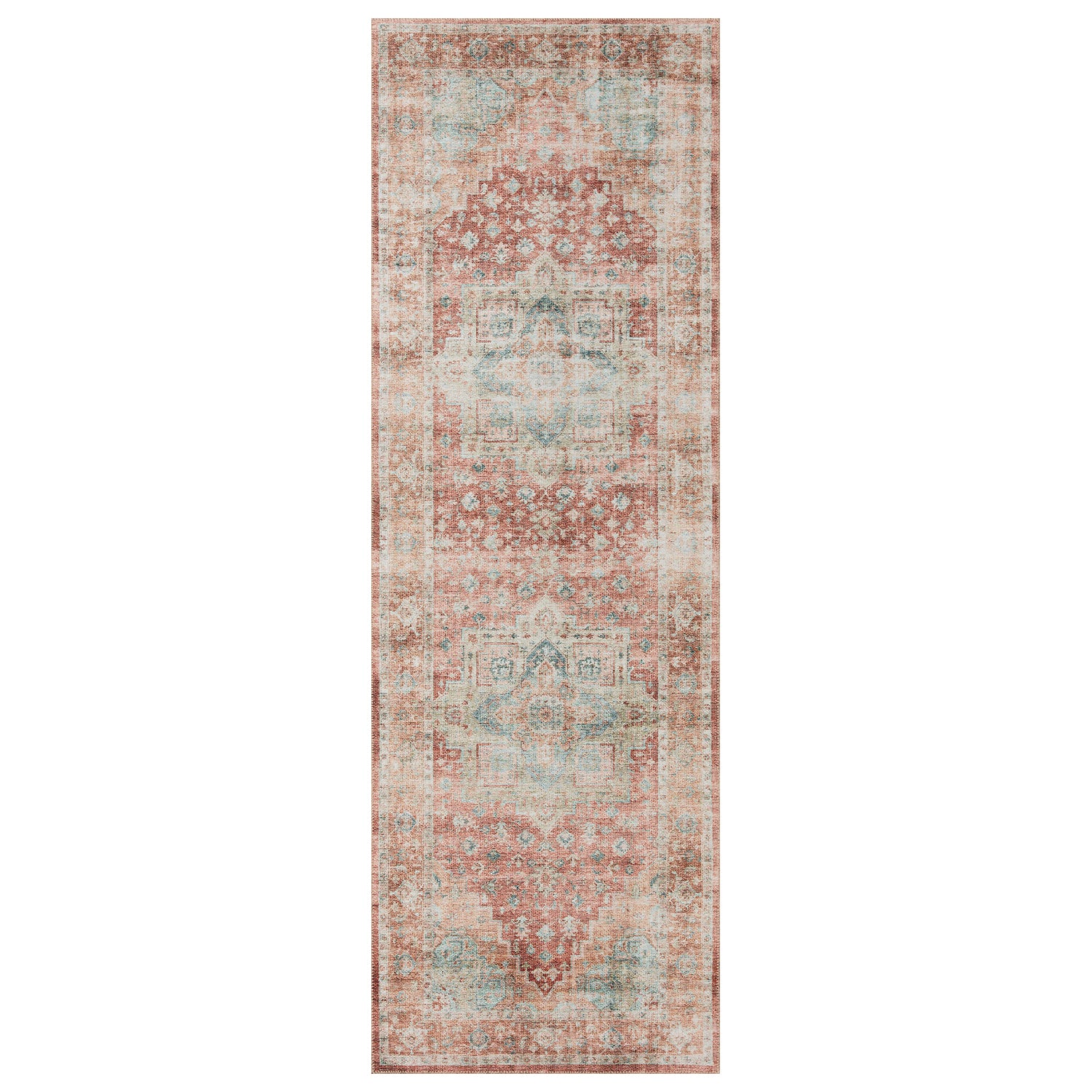 Loloi Heidi Terracotta/Aqua Power Loomed Rug