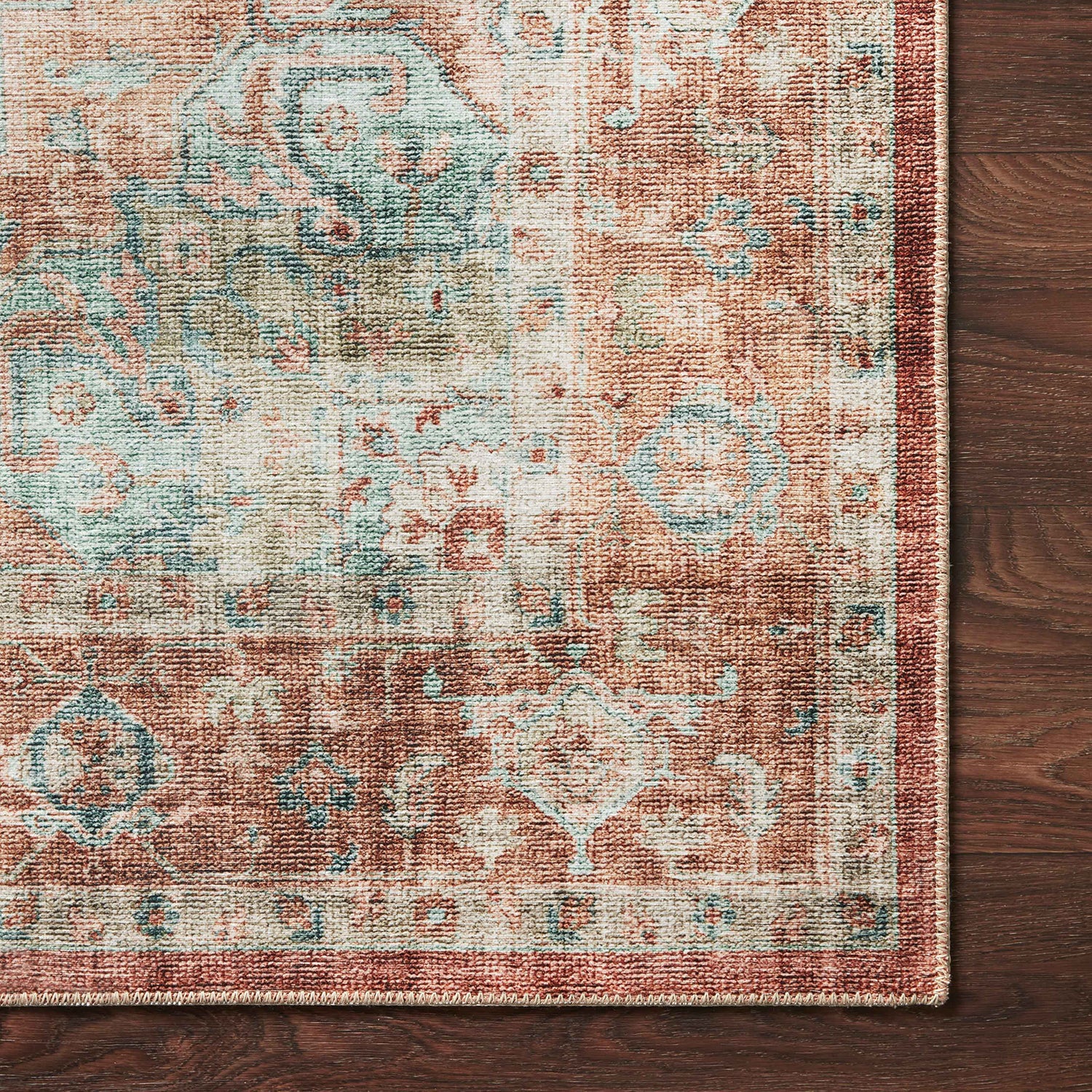 Loloi Heidi Terracotta/Aqua Power Loomed Rug