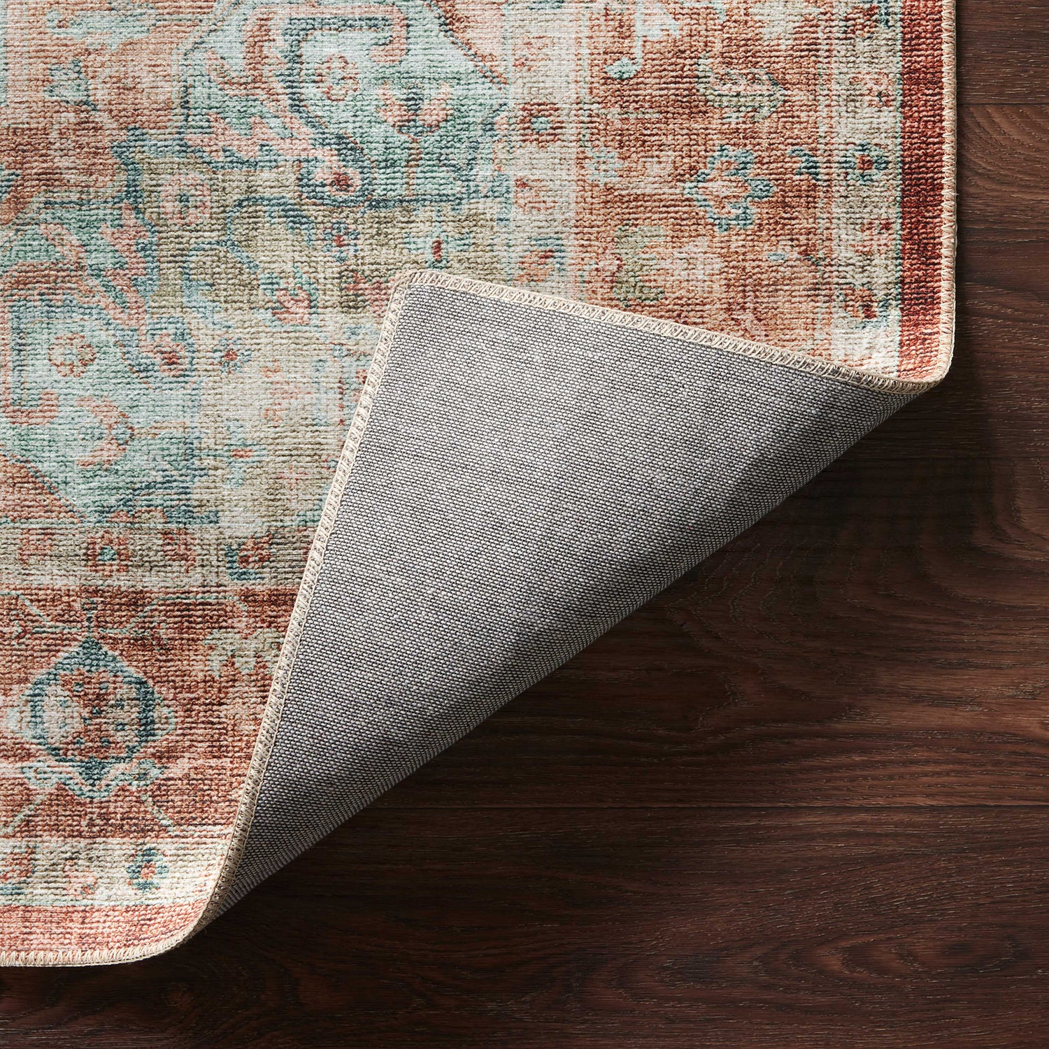 Loloi Heidi Terracotta/Aqua Power Loomed Rug