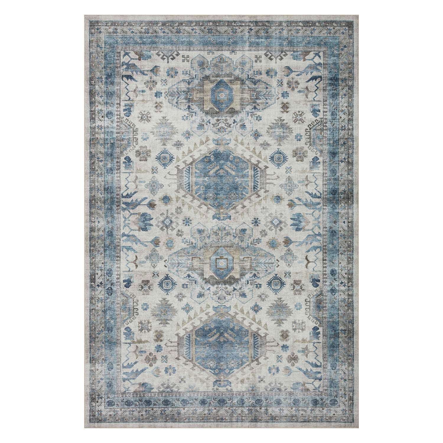 Loloi Heidi Ivory/Ocean Power Loomed Rug