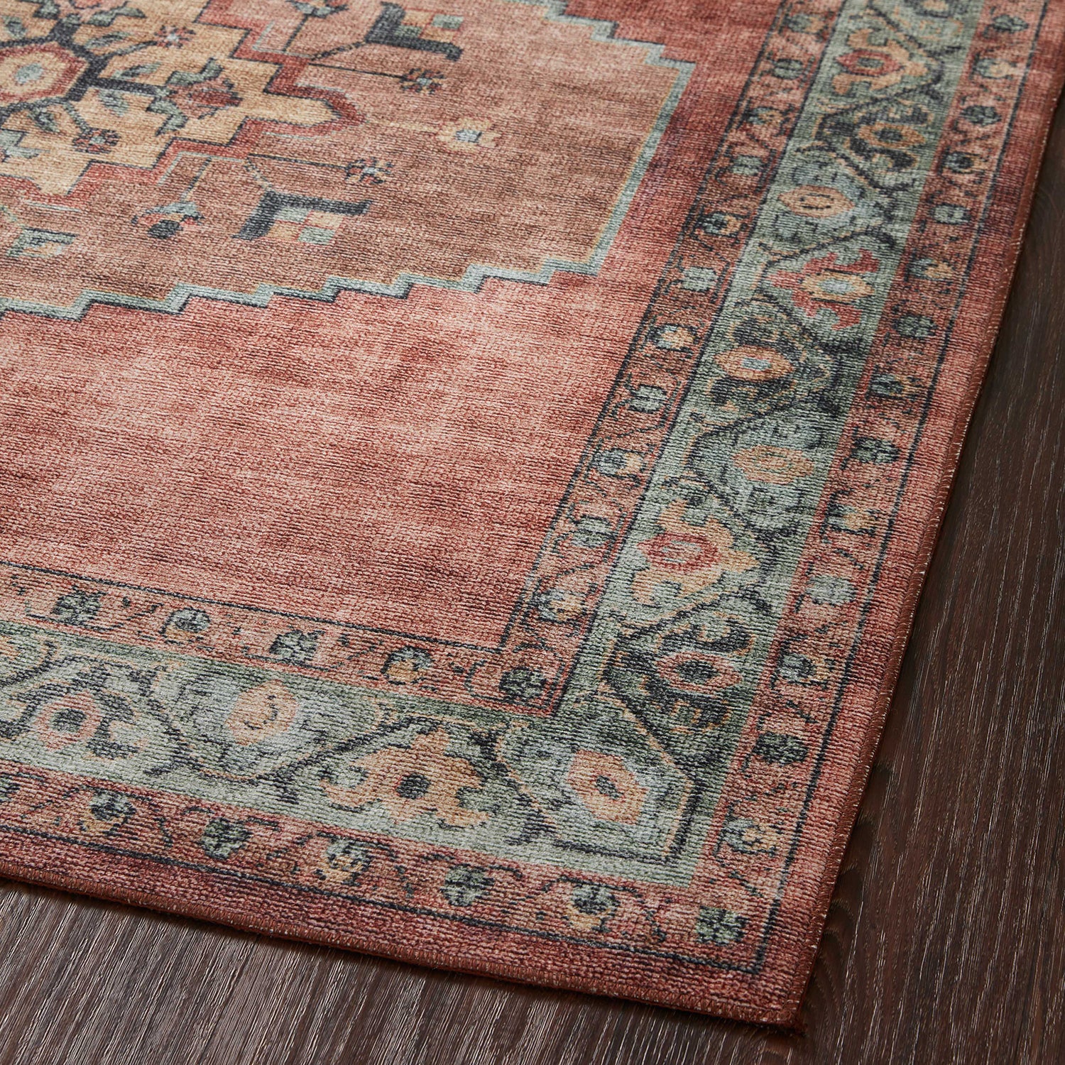 Loloi Heidi Spice/Aqua Power Loomed Rug