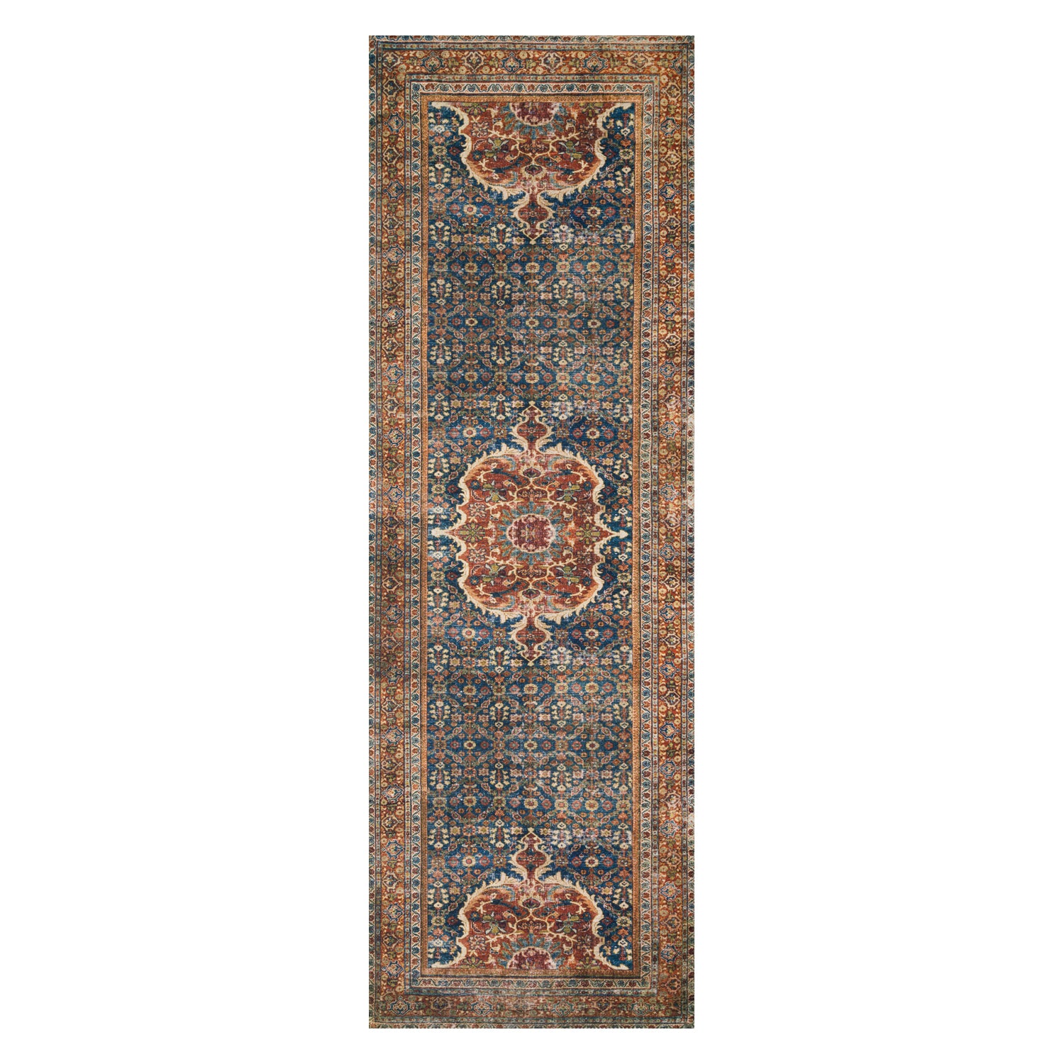 Loloi Layla Cobalt Blue/Spice Power Loomed Rug
