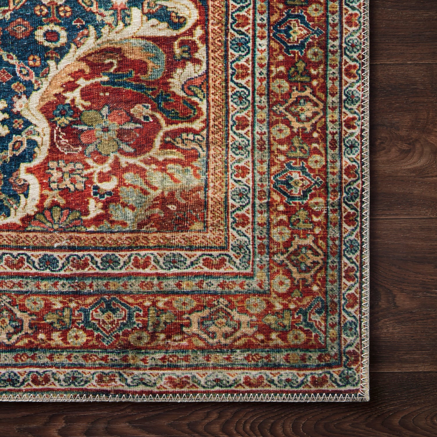 Loloi Layla Cobalt Blue/Spice Power Loomed Rug