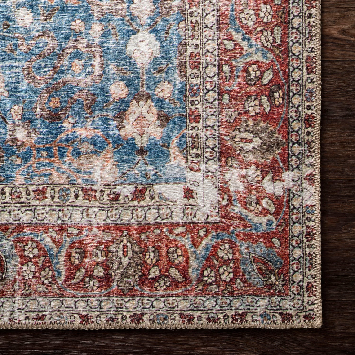 Loloi Loren Blue/Brick Power Loomed Rug