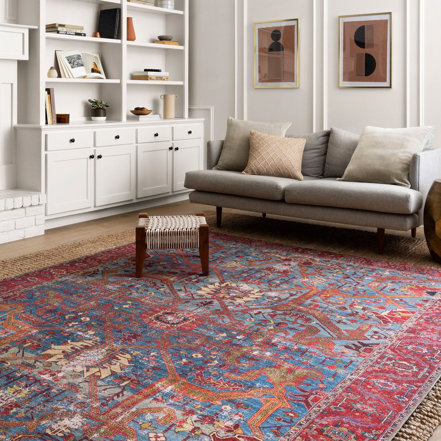 Loloi Loren Blue/Red Power Loomed Rug