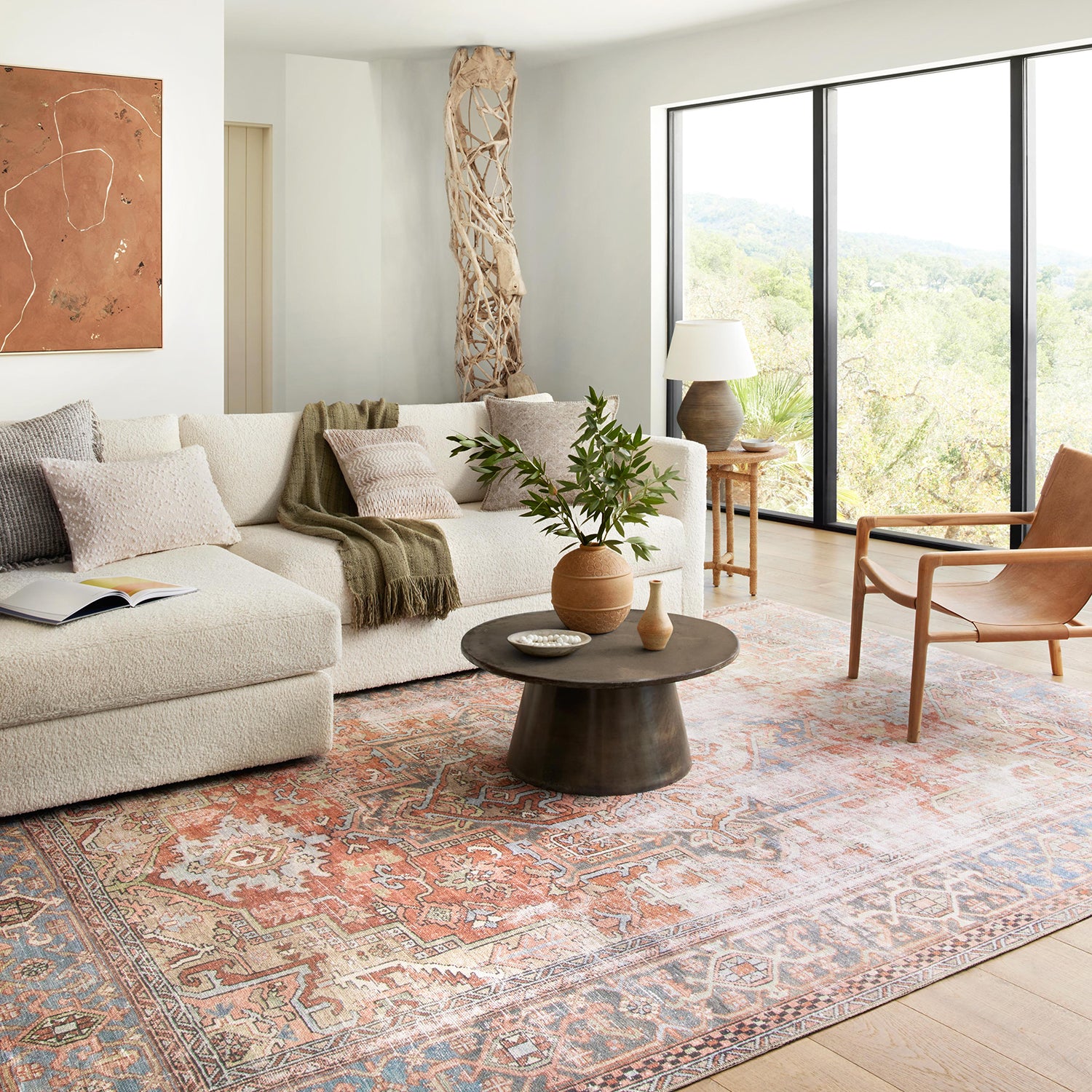 ラコリーヌ　スキンオロジー Loloi Loren Terracotta/Sky Power Loomed Rug | Paynes Gray