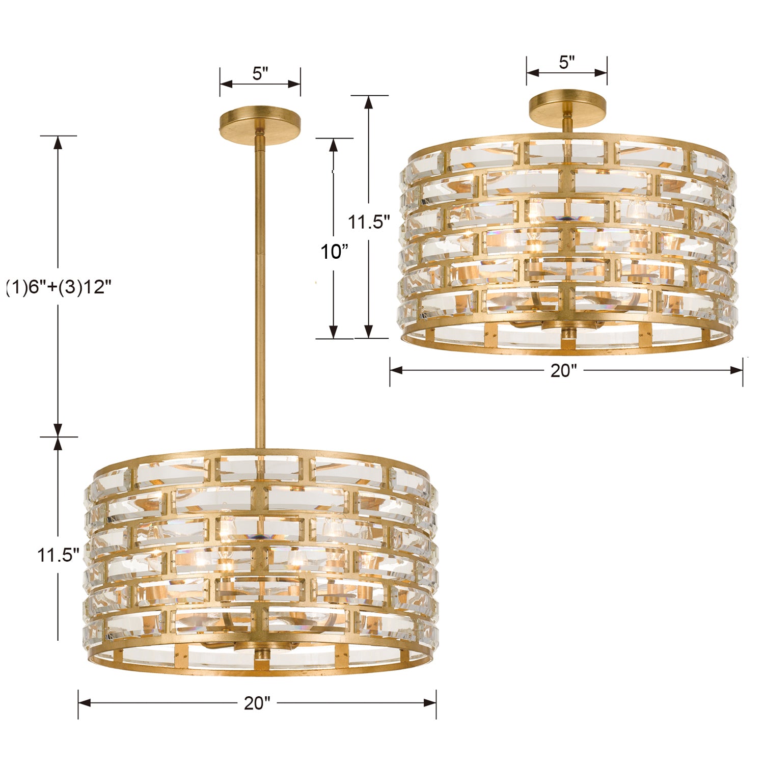 Crystorama Meridian Semi Flush Ceiling Mount
