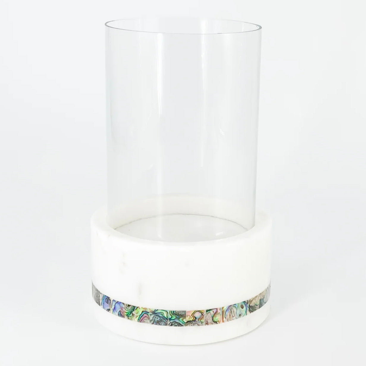 Anaya Mother of Pearl Marble Hurricane Candle Holder