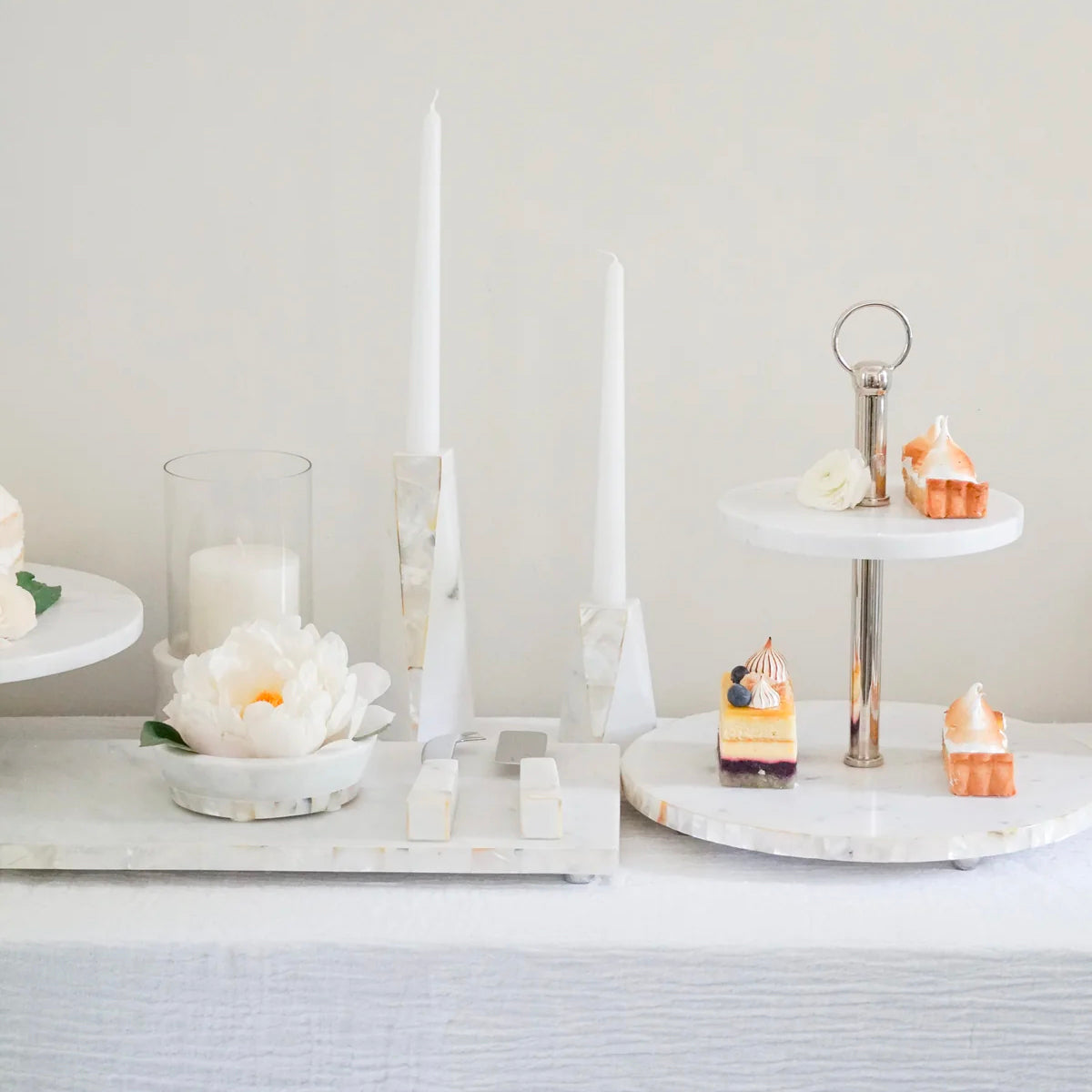 Anaya Mother of Pearl Marble Candle Holder