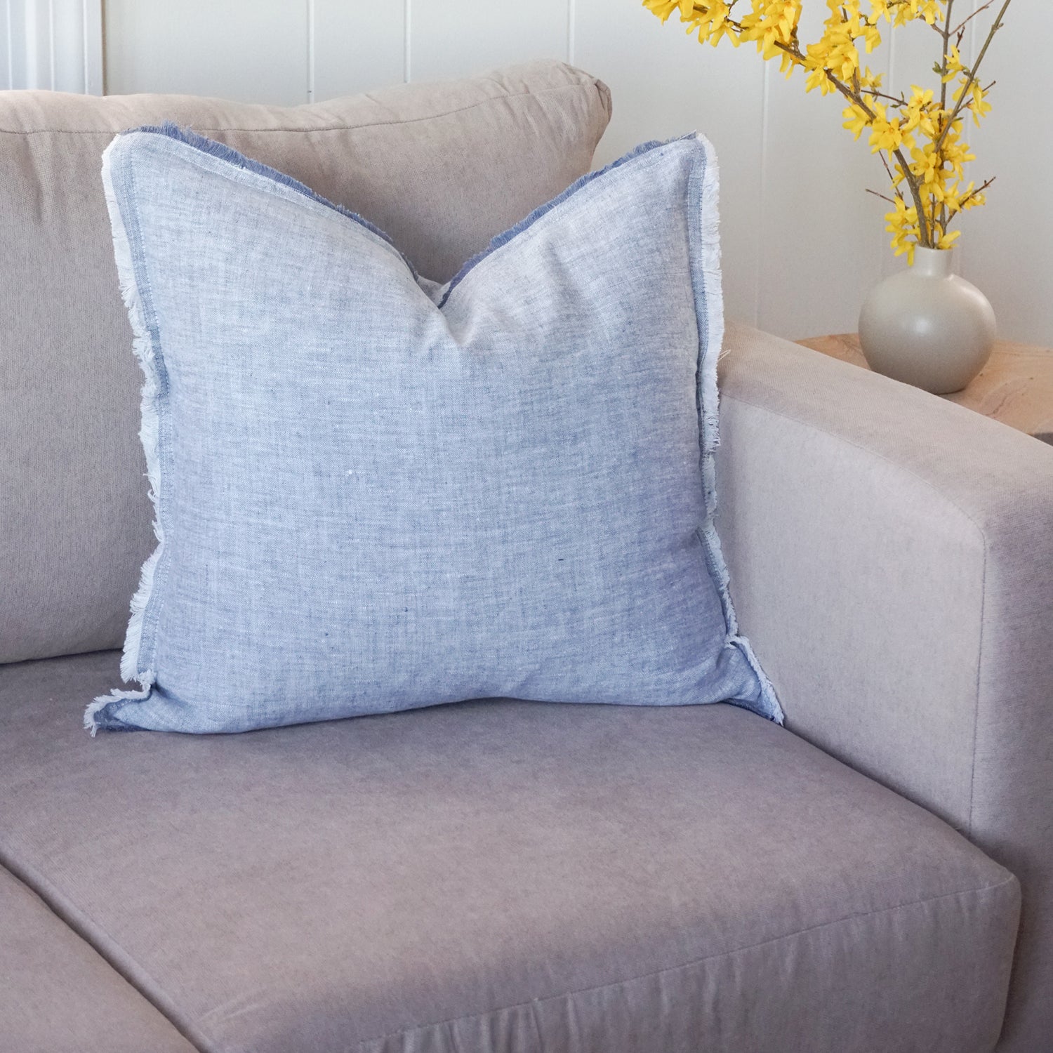 Anaya So Soft Chambray Blue Linen Throw Pillow