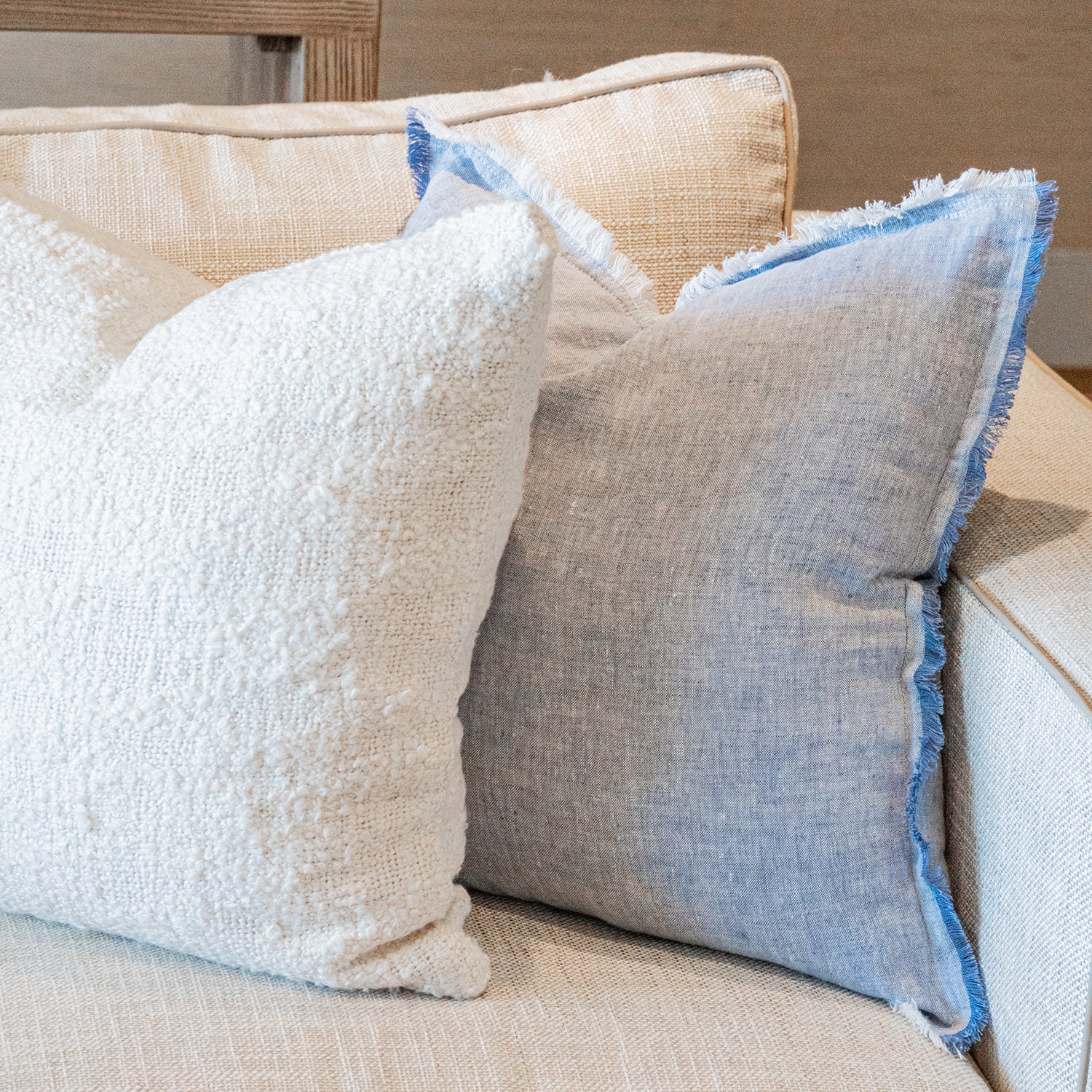 Anaya So Soft Chambray Blue Linen Throw Pillow