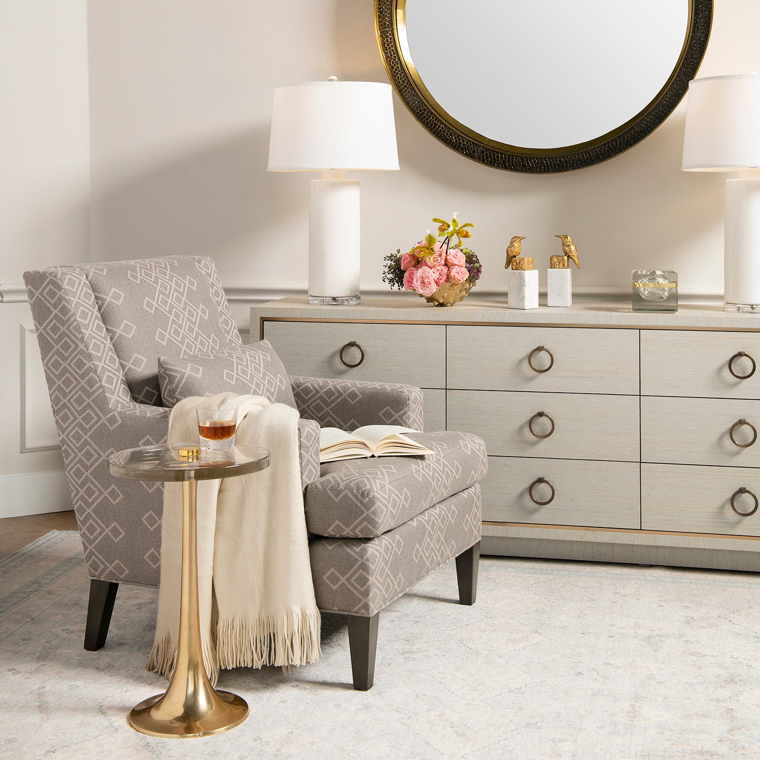 Villa and House Finch Statue Set Of 2