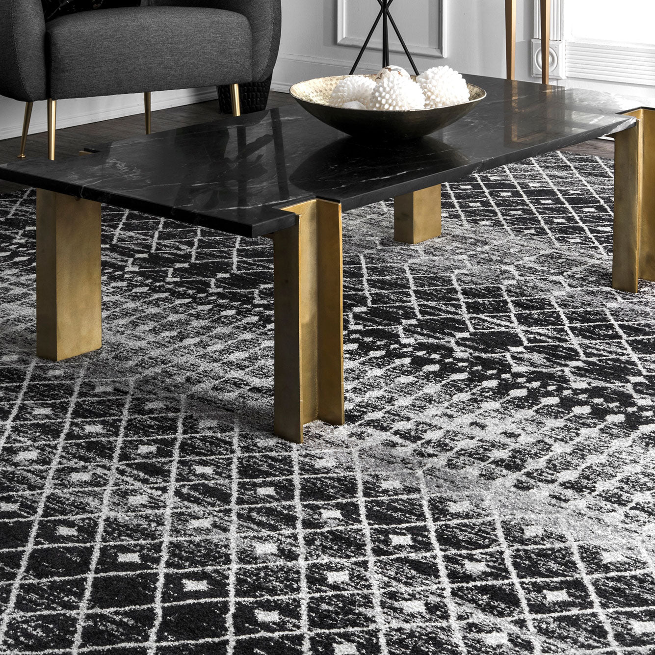 Acoma Machine Made Rug - Paynes Gray