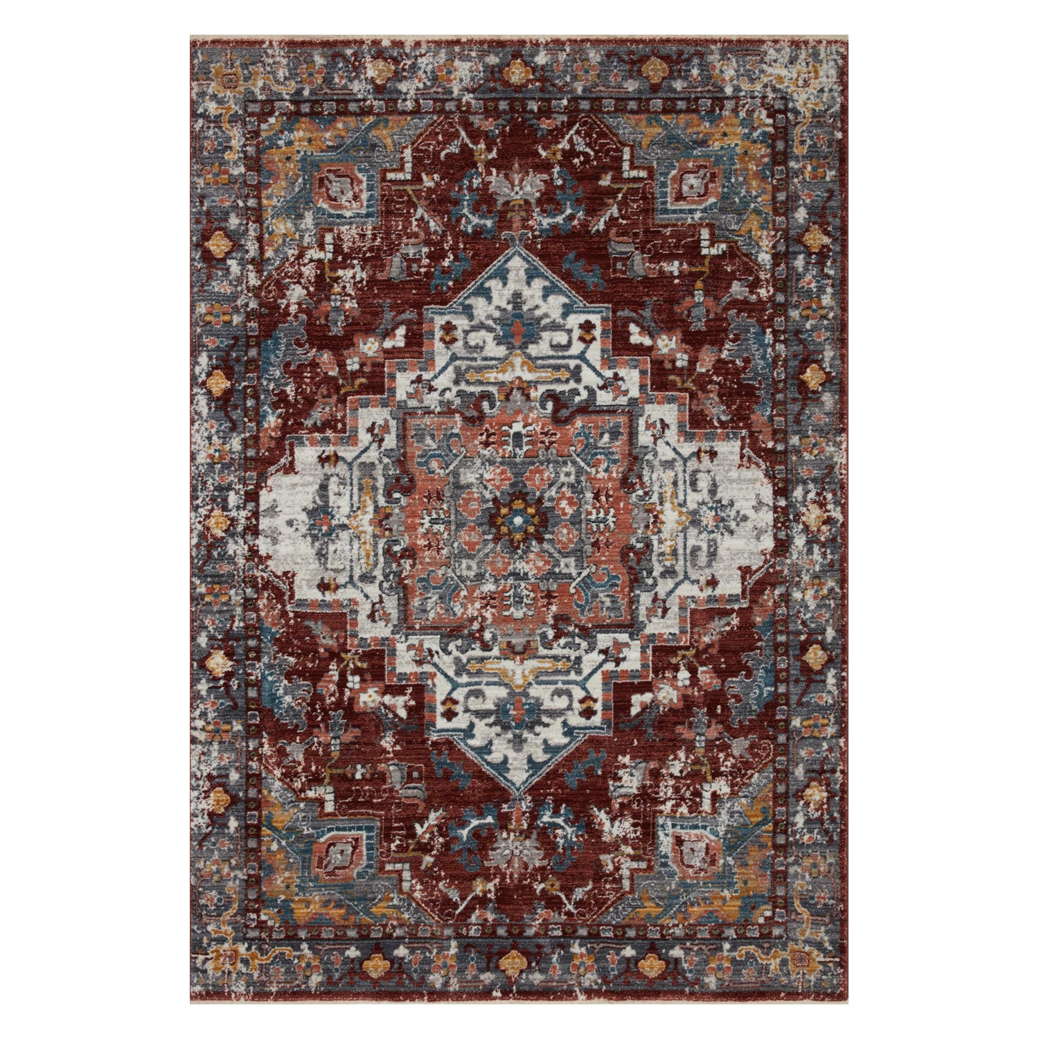 Loloi Samra Brick/Gray Power Loomed Rug