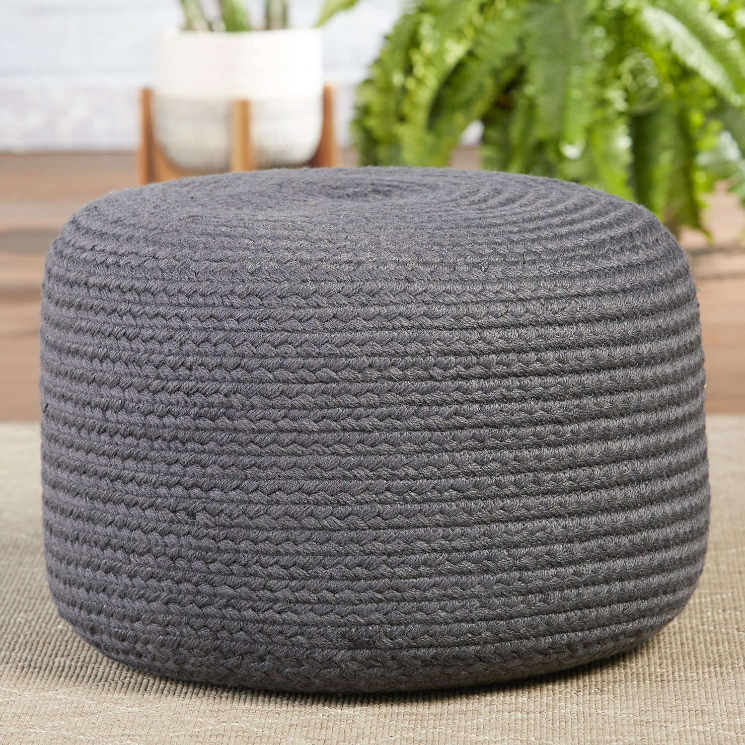 Vibe by Jaipur Living Saba Solar Santa Rosa Indoor/Outdoor Pouf