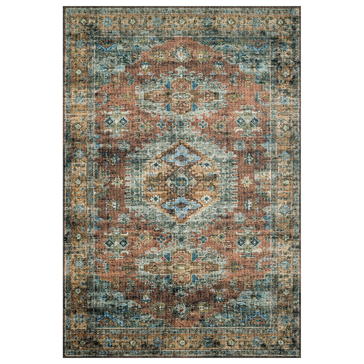Loloi Skye Terracotta/Sky Power Loomed Rug