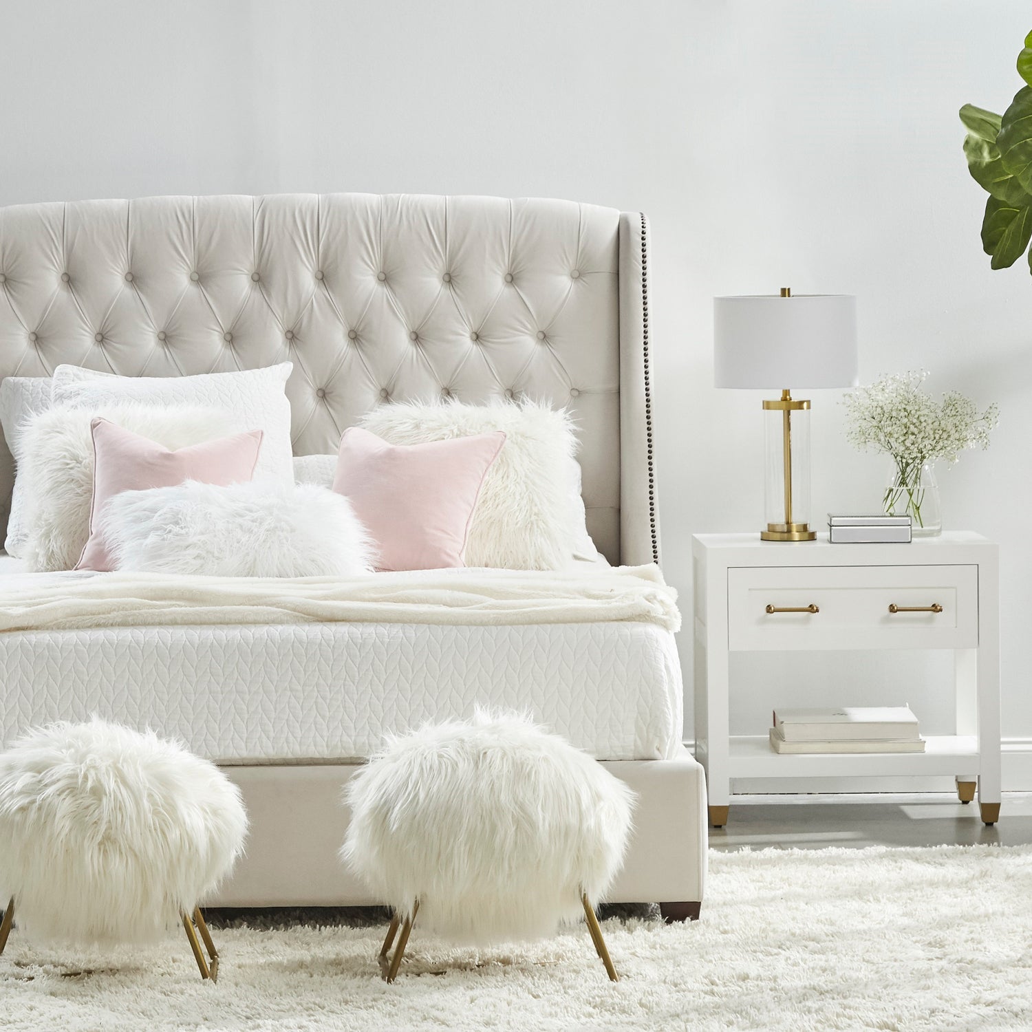 Stella 1-Drawer Nightstand Set of 2