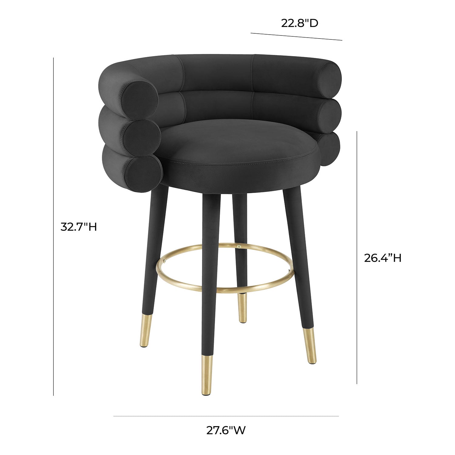 TOV Furniture Betty Velvet Counter Stool