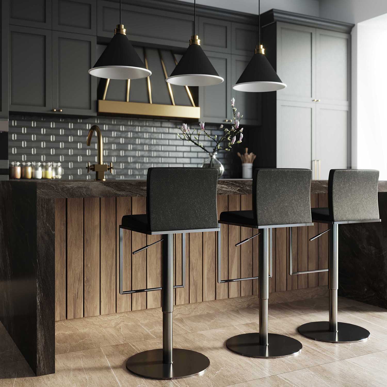Bowie Black Steel Bar Stool