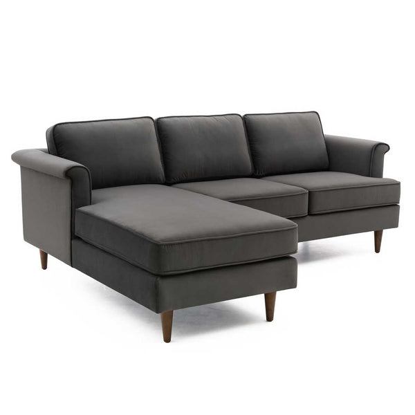 TOV Furniture Porter Velvet Left Arm Sectional Sofa Paynes Gray