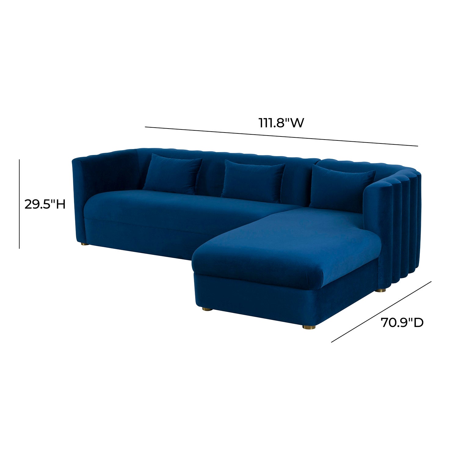 TOV Furniture Callie Velvet Right Arm Sectional Sofa