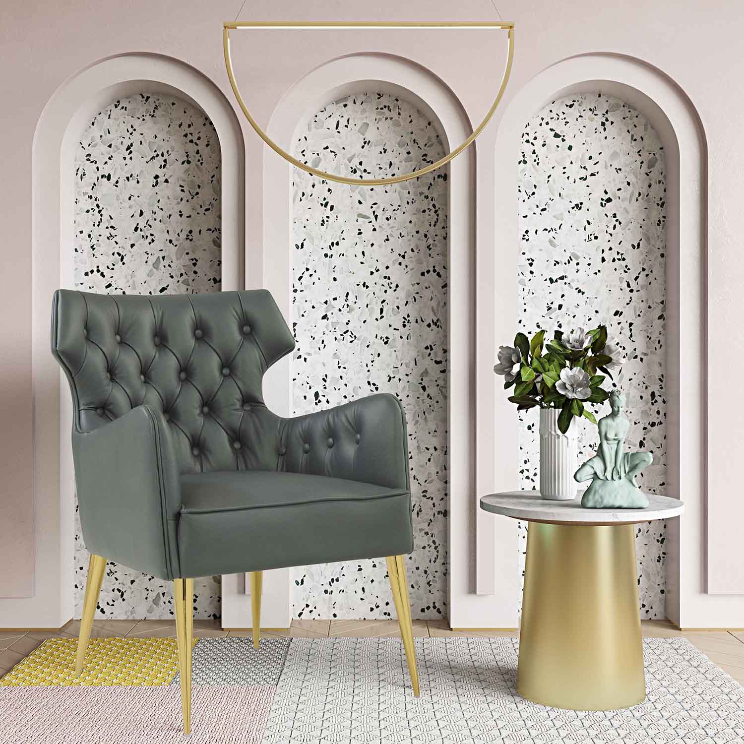 TOV Furniture Bleeker Marble Side Table