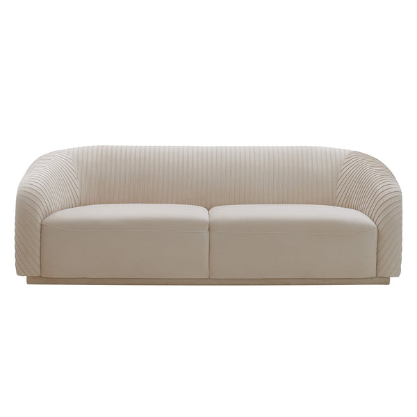 TOV Furniture Yara Pleated Velvet Sofa Paynes Gray
