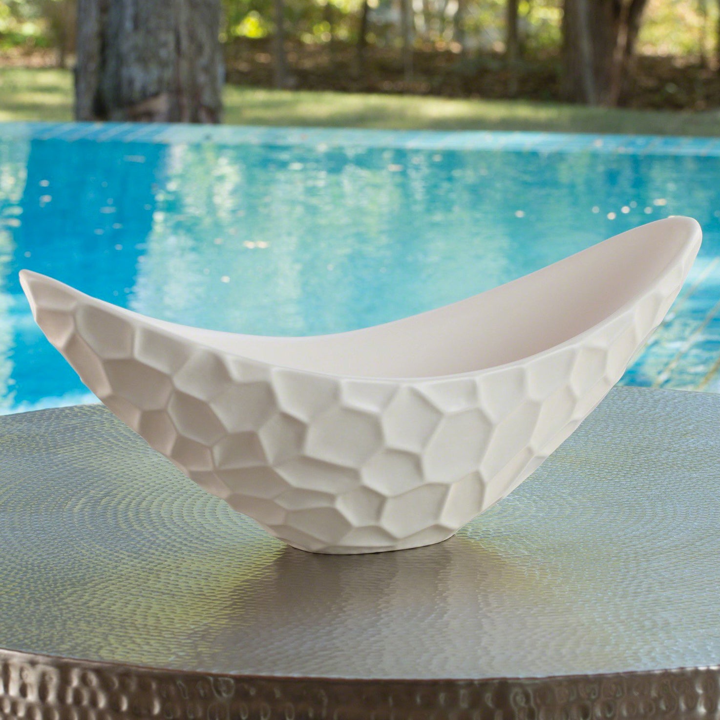 Studio A Honeycomb Matte White Long Bowl