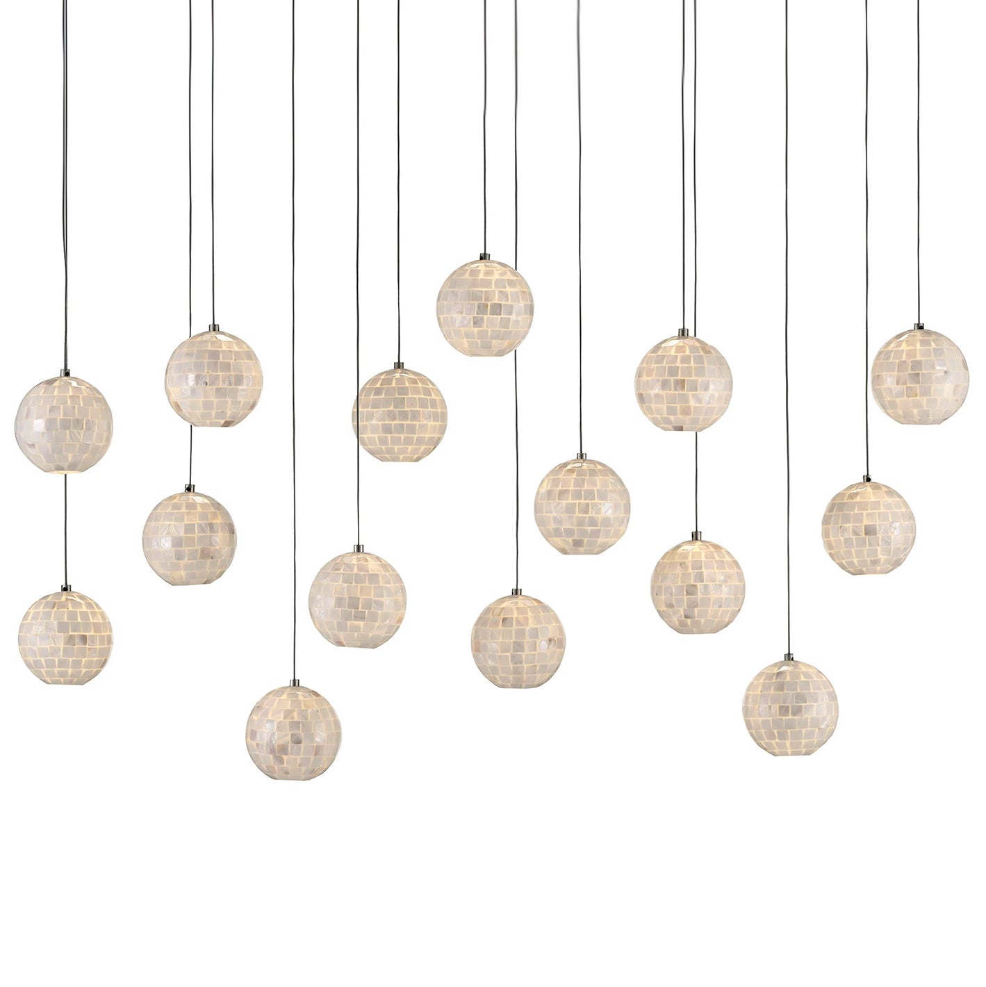 Currey & Co Finhorn Rectangular 15-Light Multi-Drop Pendant