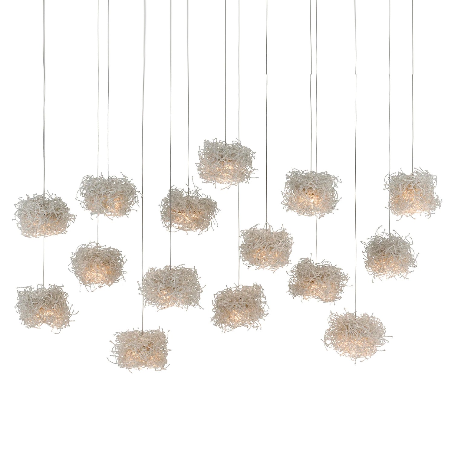 Currey & Co Birds Nest Rectangular 15-Light Multi-Drop Pendant