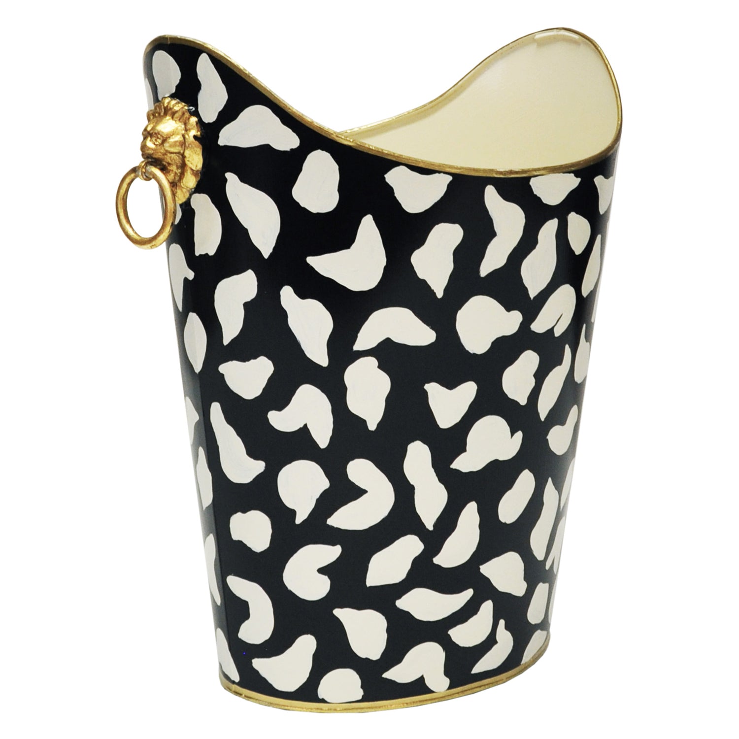 Worlds Away Oval Leopard Wastebasket
