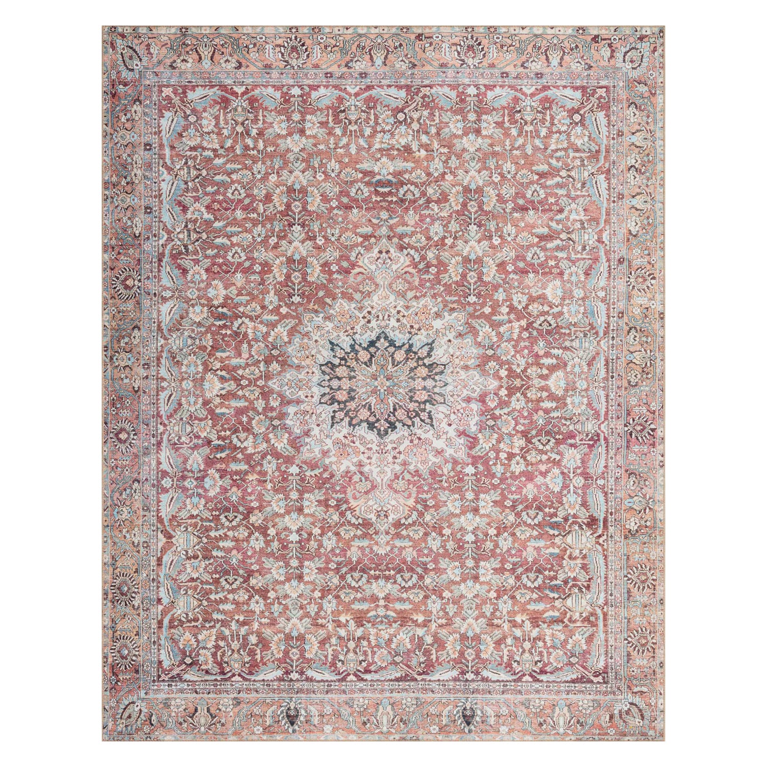 Loloi Wynter Tomato/Teal Power Loomed Rug