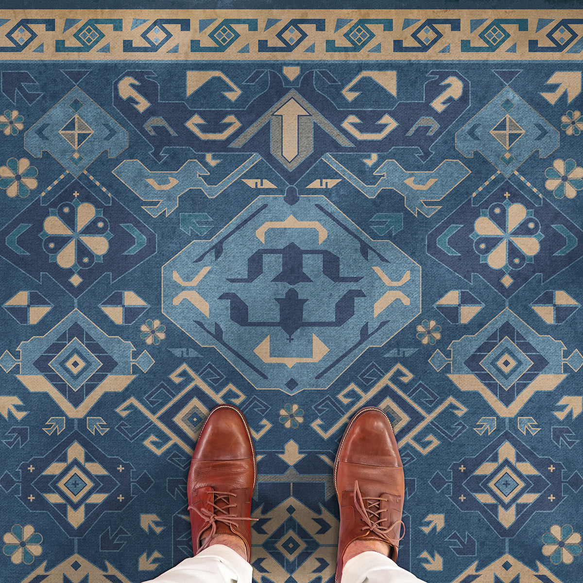 Indigo Vinyl Floorcloth