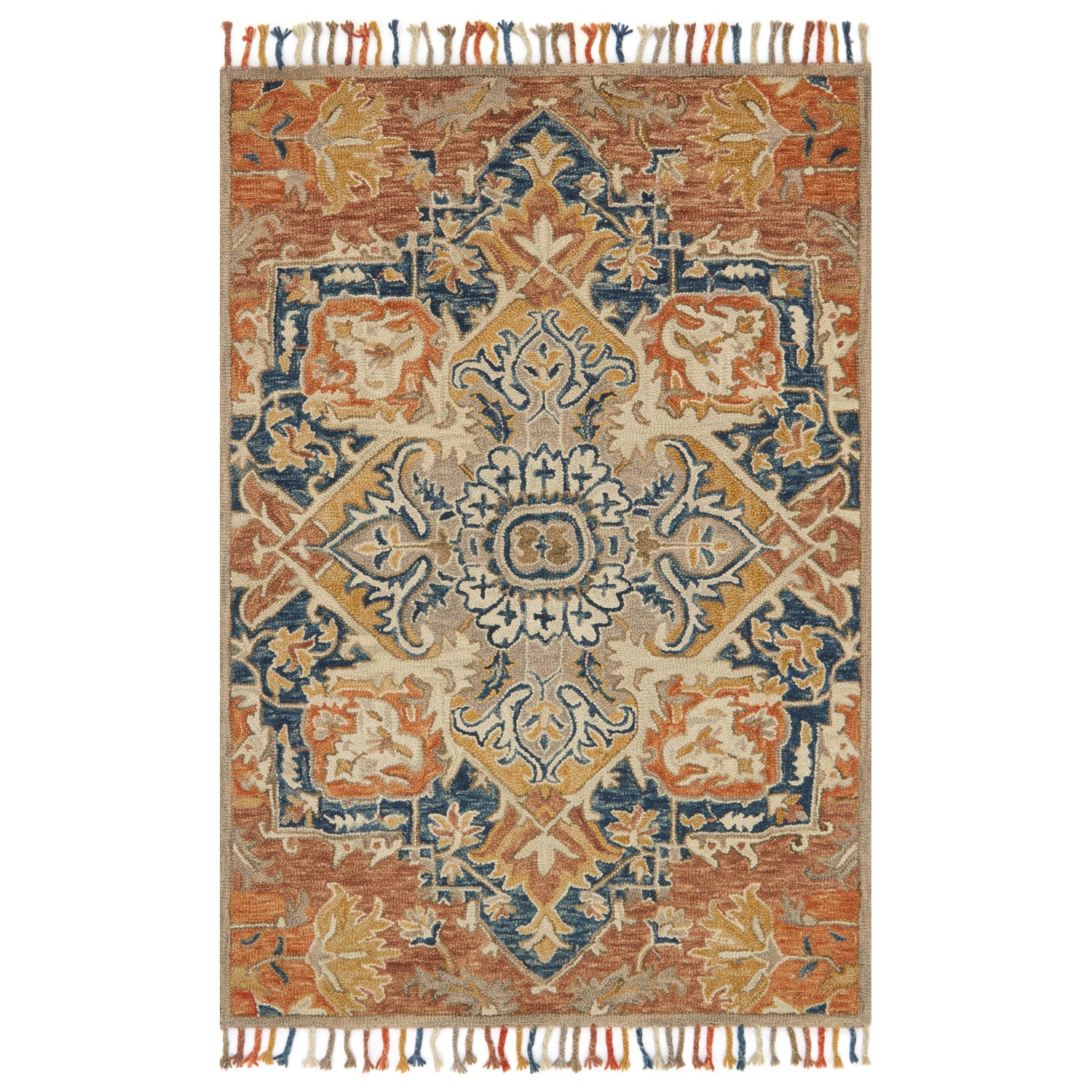 Loloi Zharah Rust/Blue Hooked Rug
