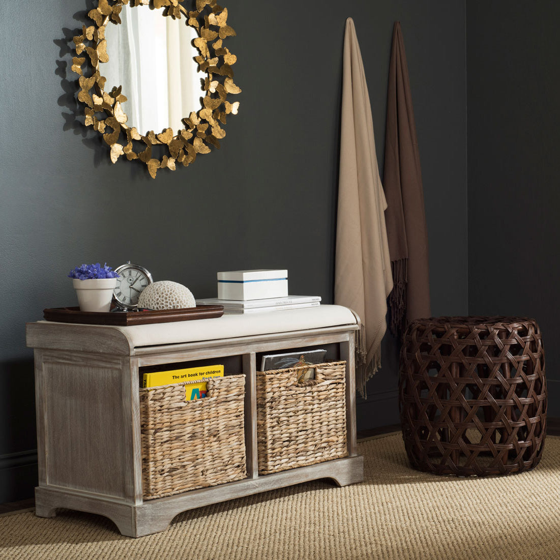 Aquino Basket Storage Bench