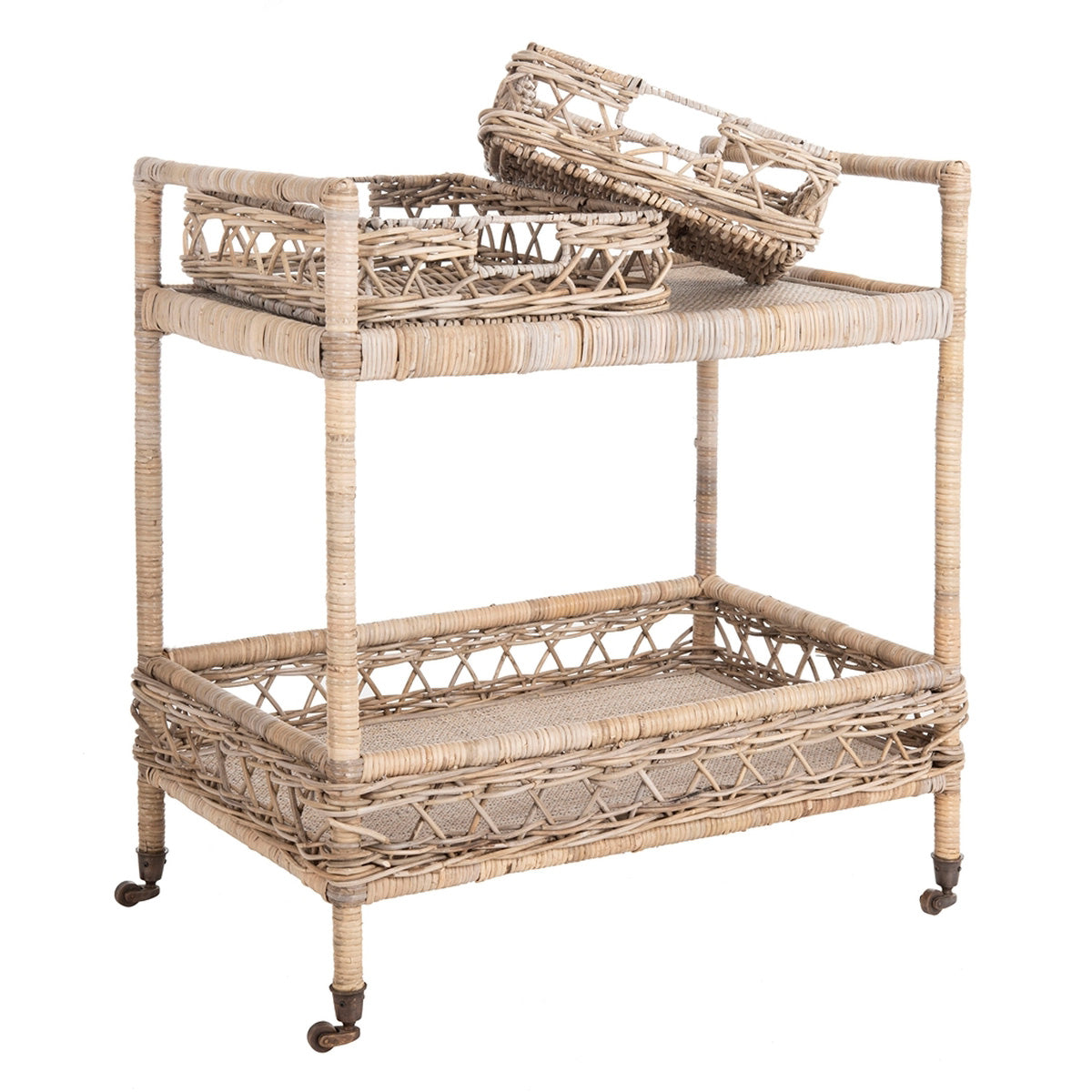 Lucie 2 Tier Rattan Bar Cart