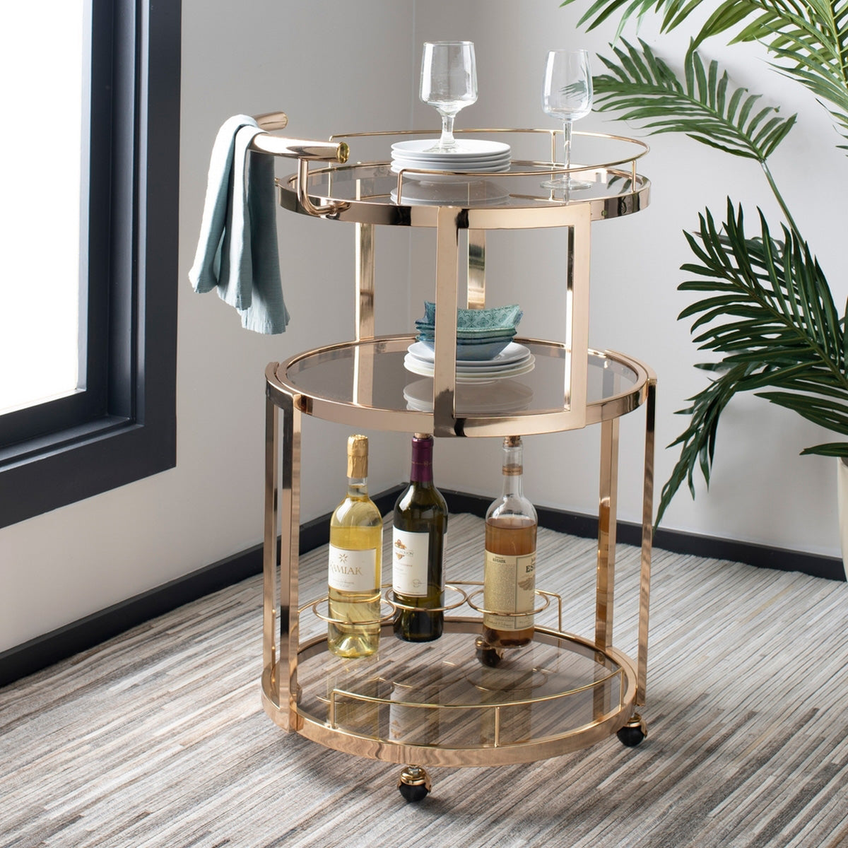 Kalin 3 Tier Round Bar Cart