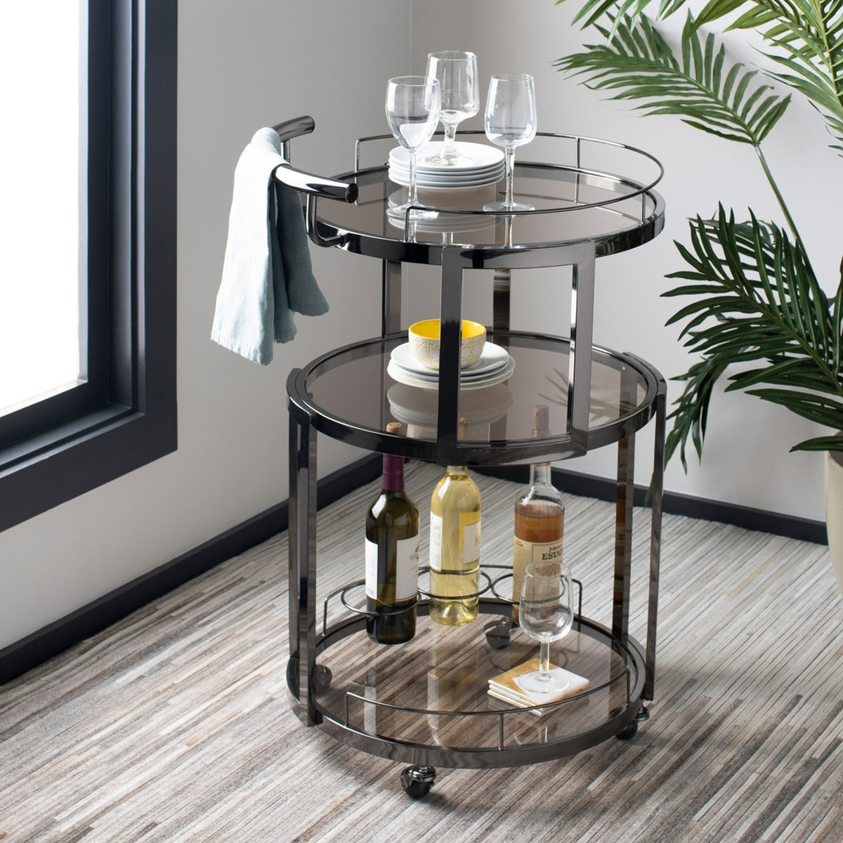 Kalin 3 Tier Round Bar Cart