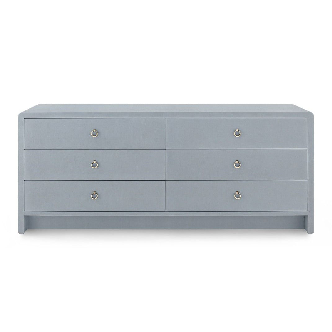Villa and House Bryant Linen Extra Wide Large 6 Drawer Dresser