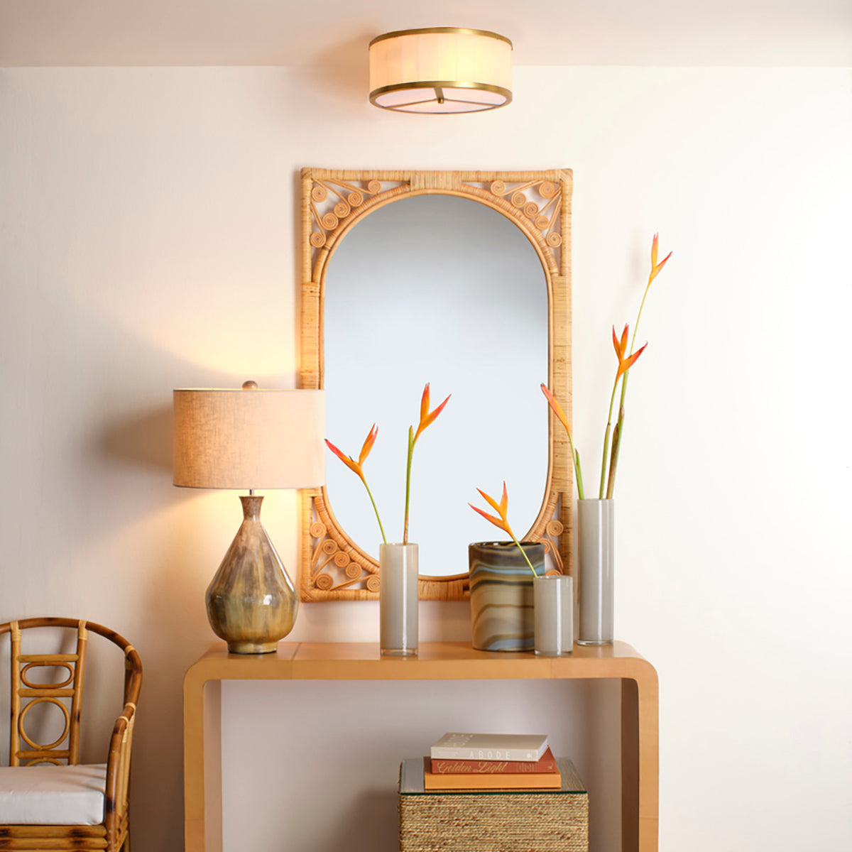 Jamie Young Upsala Alabaster Flush Mount Ceiling Light