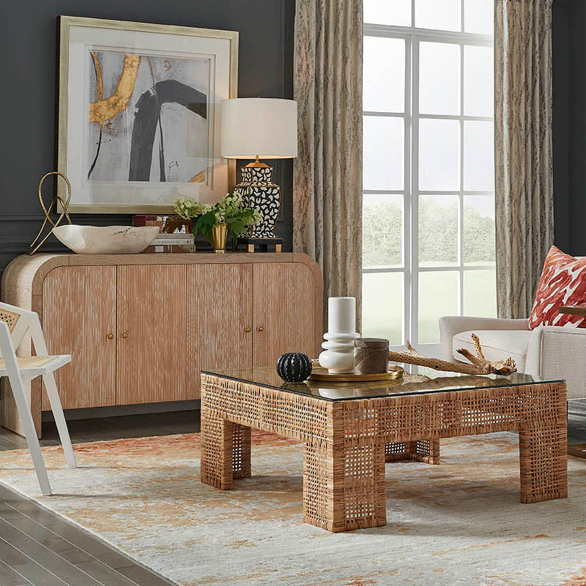 Worlds Away Charlie Rattan Coffee Table