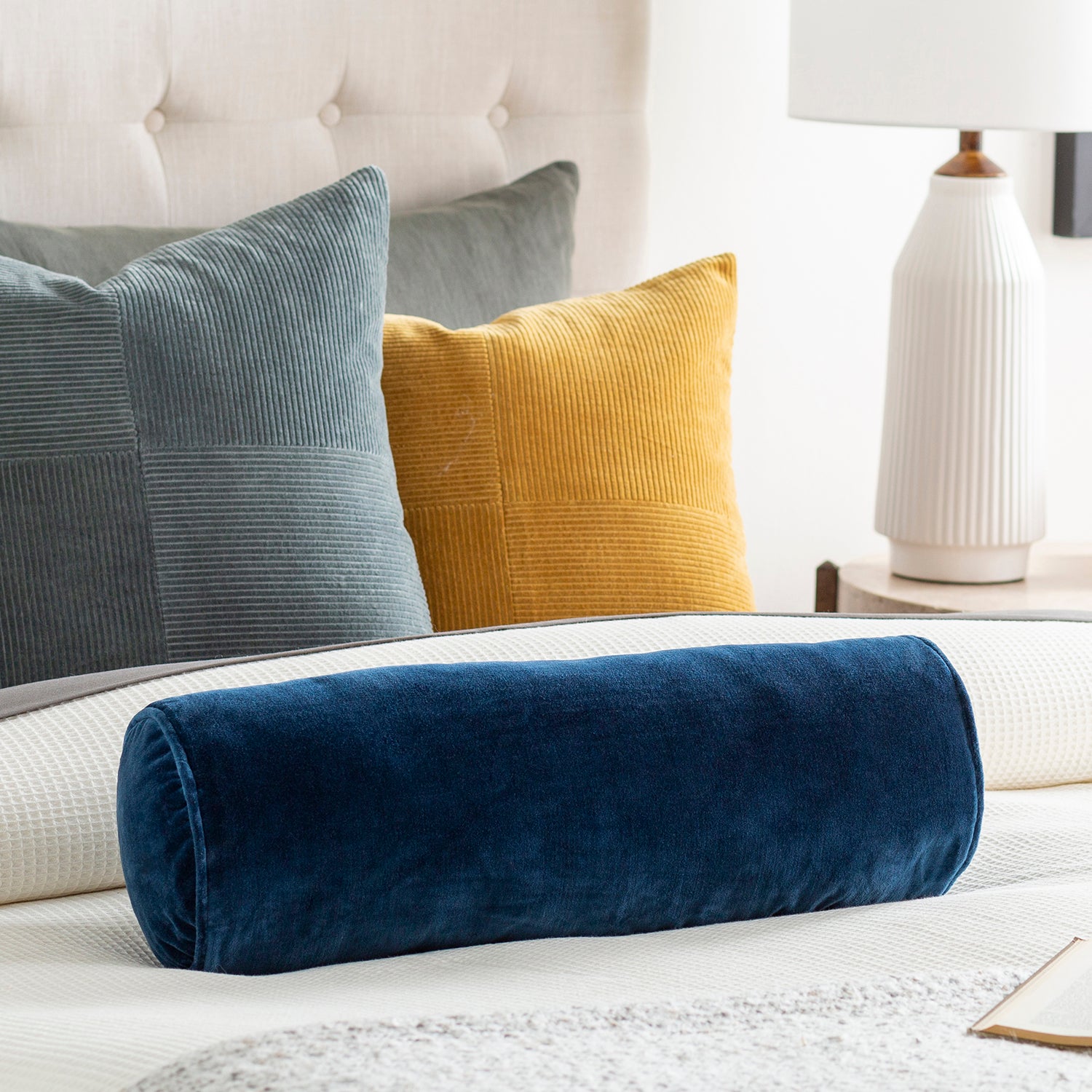 Olivia Cotton Velvet Bolster Pillow