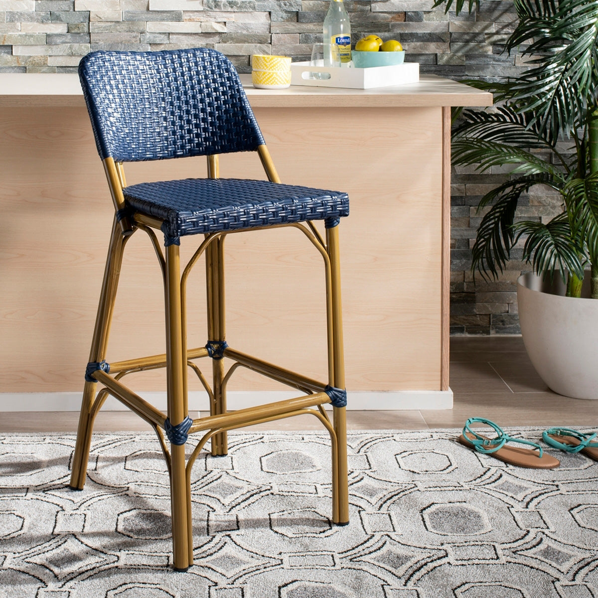 Aliyah Navy Indoor/Outdoor Bar Stool