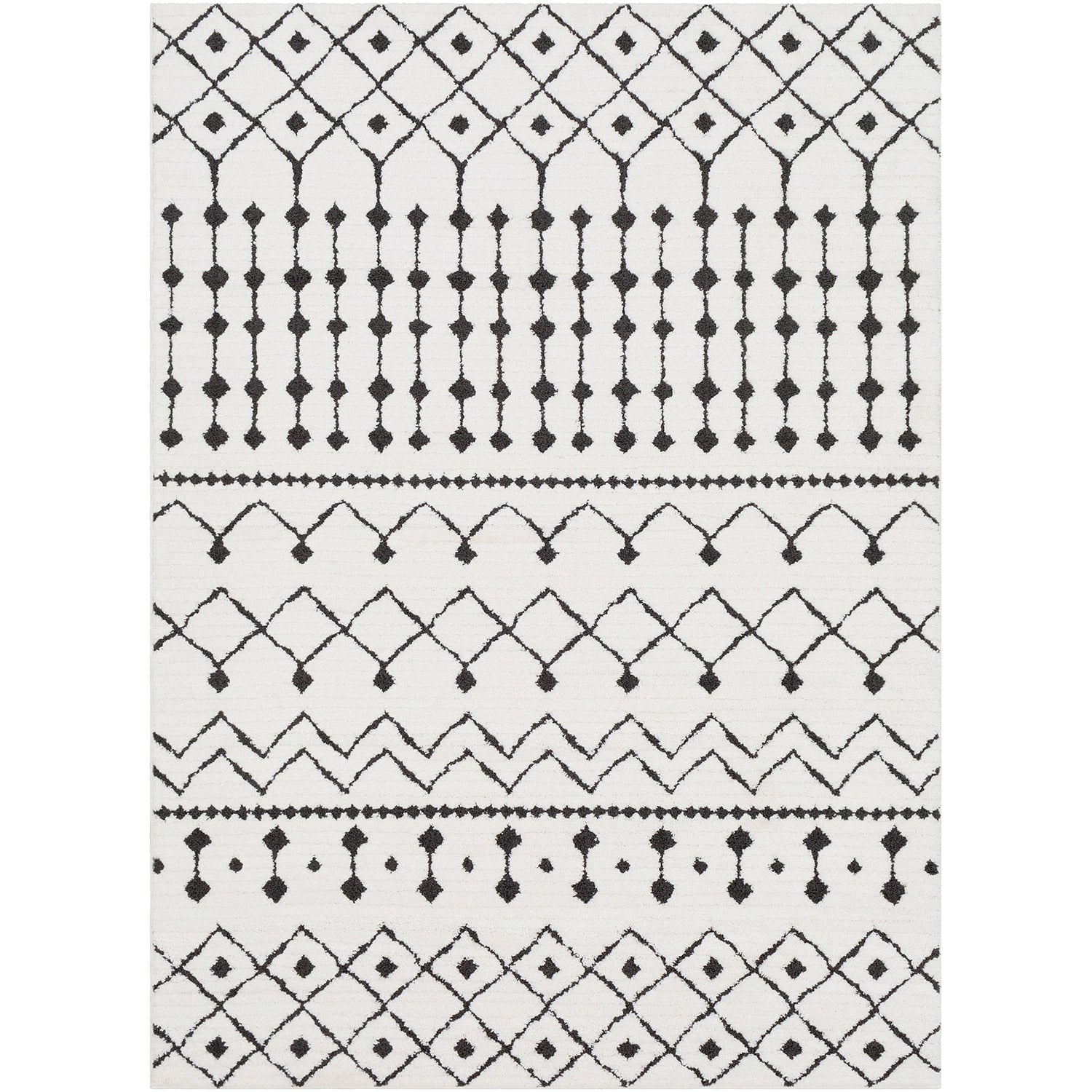 Livabliss Moroccan Tri Shag White Rug