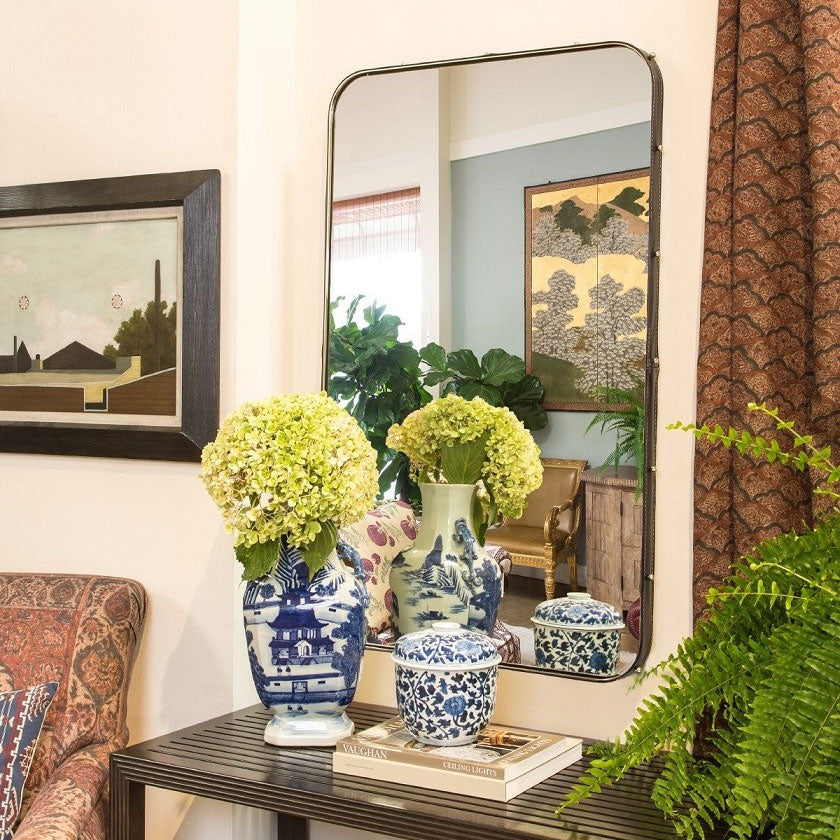 Michael S Smith For Mirror Home Leather Stud Wall Mirror