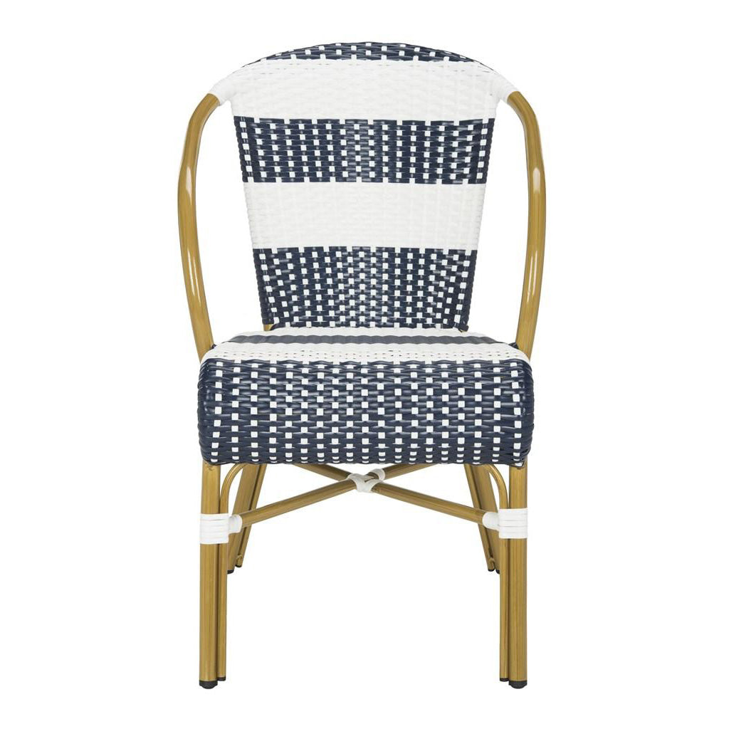 Lia Striped French Bistro Outdoor Side Chair Set of 2