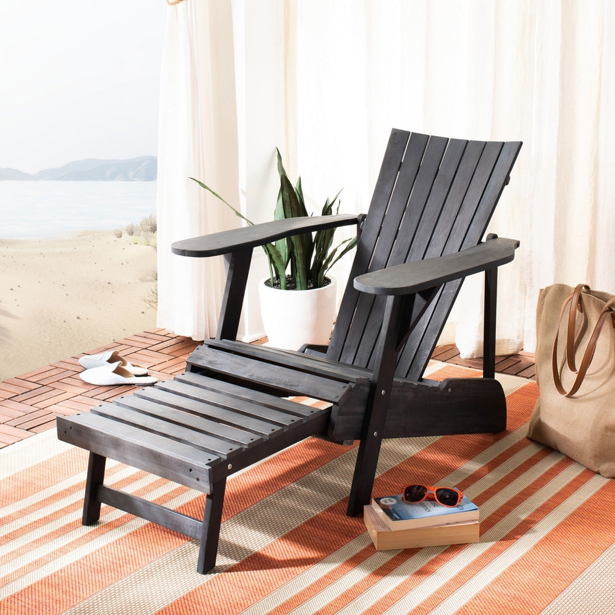 Paisley Retractable Footrest Outdoor Adirondack Chair