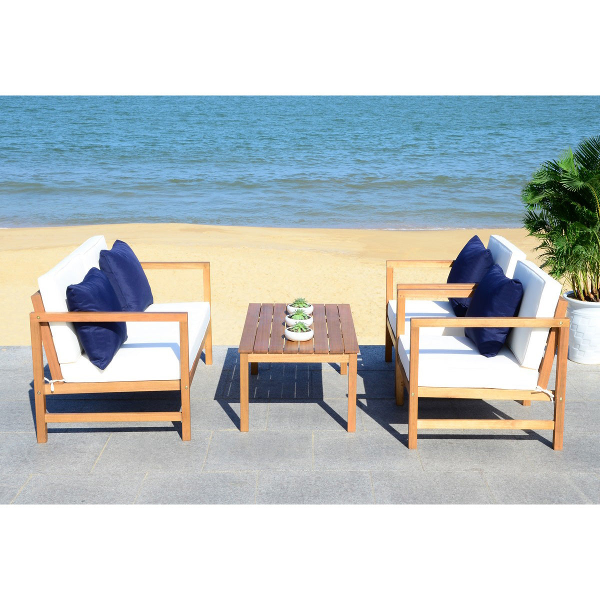 Eleanor 4-Piece Outdoor Living Set White/Navy