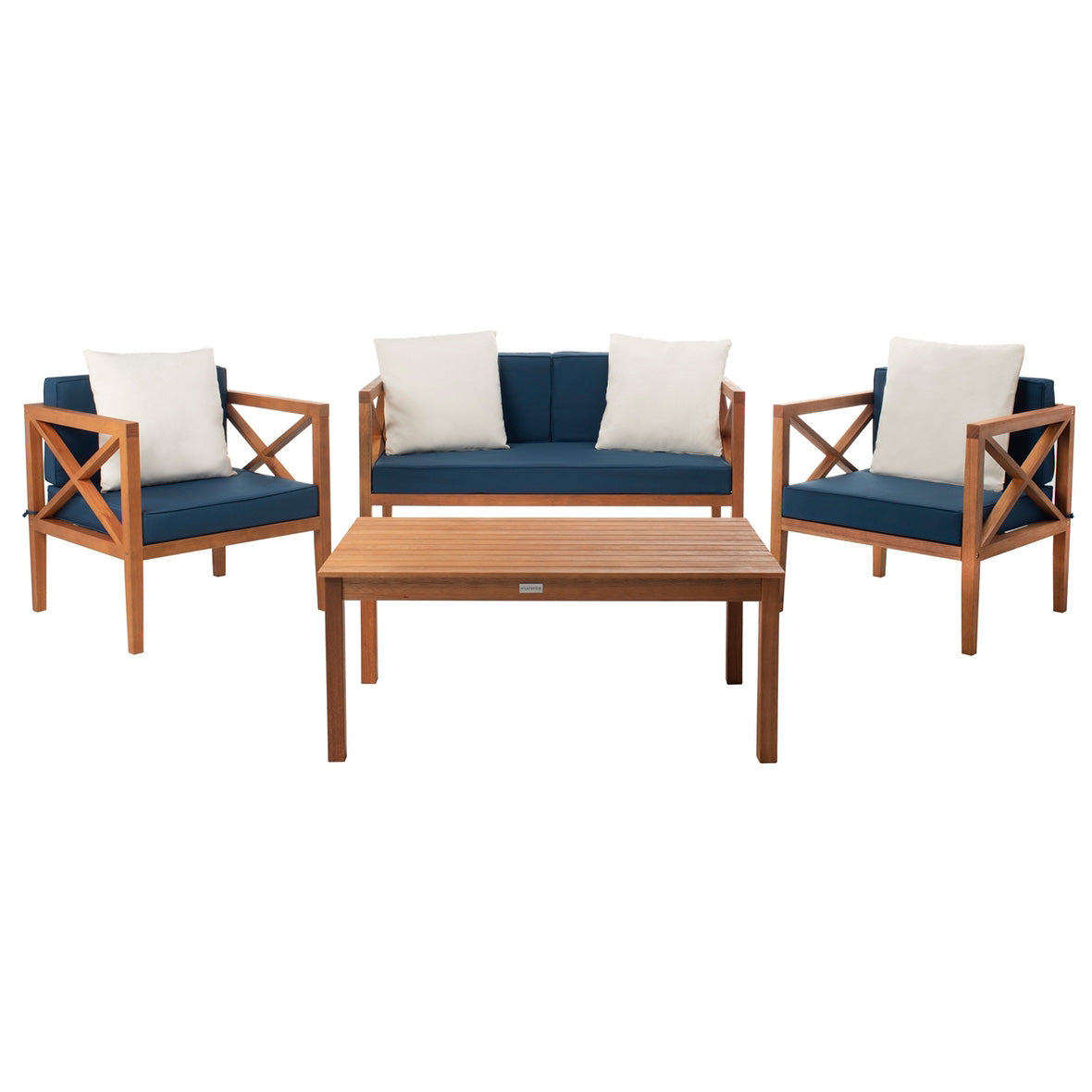 Athena 4-Piece Navy/White Outdoor Living Set